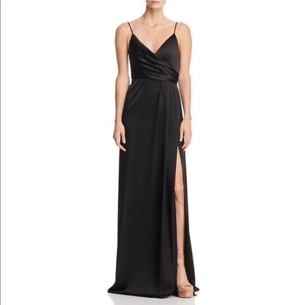 Jill Stuart Black Satin Wrap Gown Size 2